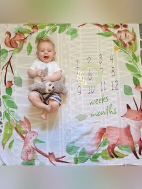 Itzy Ritzy Cream Muslin Swaddle with Lime Logo